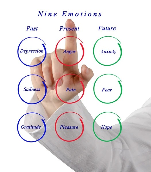 Diagramm von neun Emotionen — Stockfoto